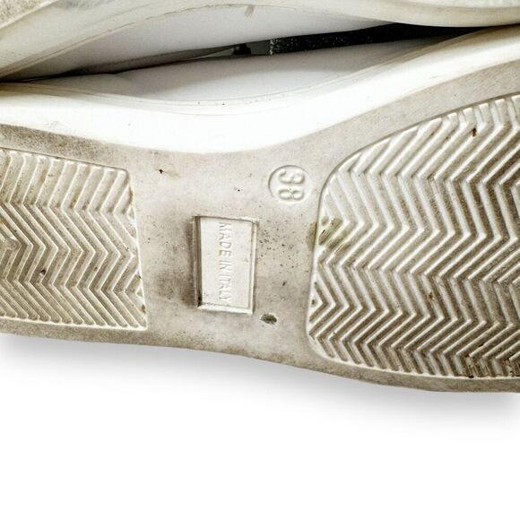 White Leather Made in Italy Sneakers with Silver Glitter Details Women’s Size 38 - Picture 8 of 8